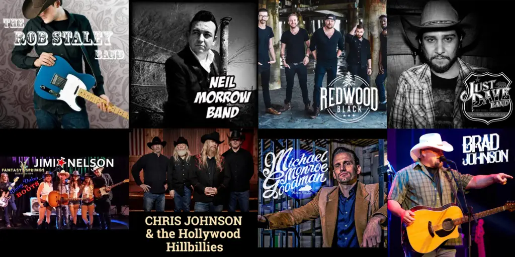 Country artists that play Cowboy Country: The Rob Staley Band, Jimi Nelson, Redwood Black, The Just Dave Band, Neil Morrow, Chris Johnson & the Hollywood Hillbillies, Paul Justin, Michael Monroe Goodman & the Honky Tonk Ninjas, and Brad Johnson & The Killin’ Time Band