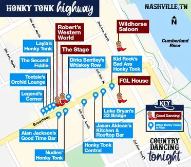 Nashville Bar Crawl Map 15 Best Country Bars For Dancing In Nashville And Middle Tennessee! –  Country Dancing Tonight